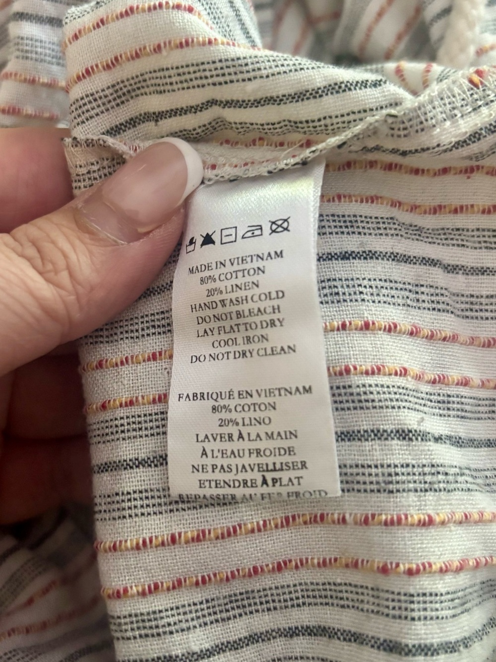 Paper Crane Linen Blend Striped Hooded Pullover Size L - Picture 4 of 6